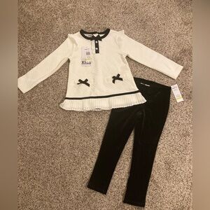 Kids Headquarters Black and White Velvet Outfit